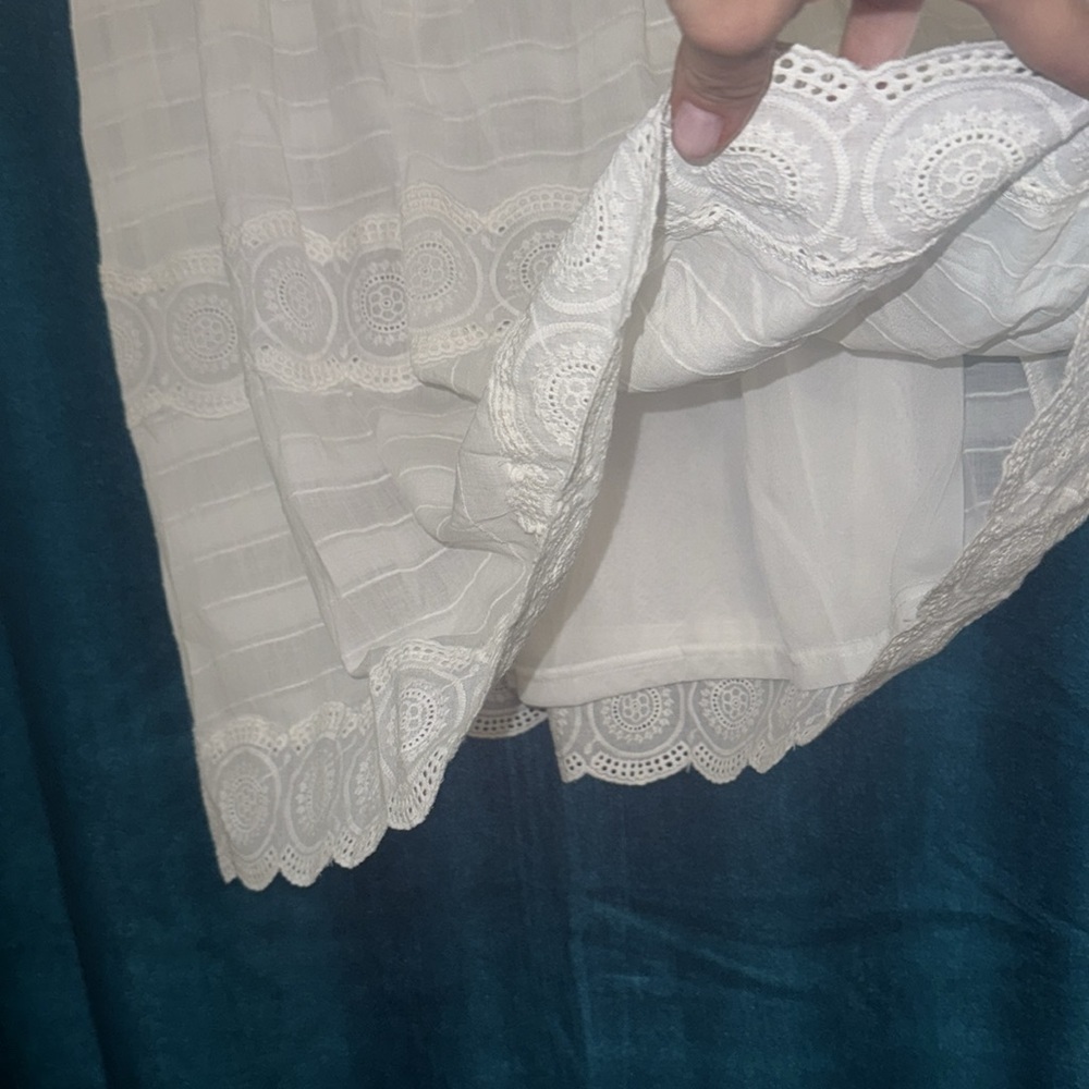 XS White Cotton Dress Petal Lush - Picture 7 of 9